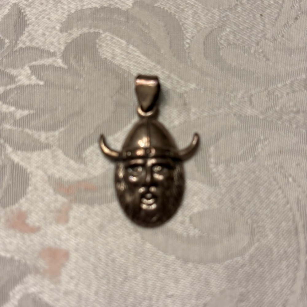 Viking Helmet Face Pendant - Thailand 925 Sterling. Solid not hollow